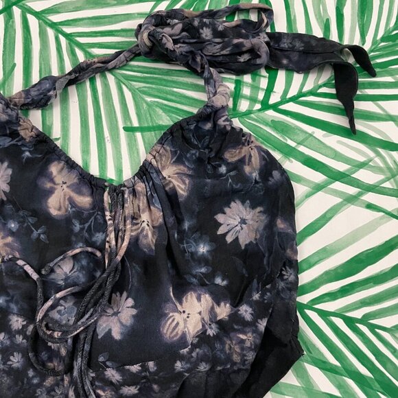 Free People Tessa Floral Tie Neck Halter Crop Tank Top Size Small - Picture 5 of 5